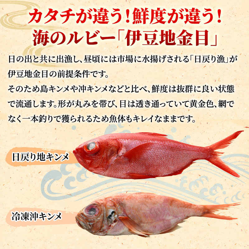 伊豆下田産地金目鯛 生 冷凍 1尾冷凍パック 下処理済み 冷凍 静岡産直どっとこむ