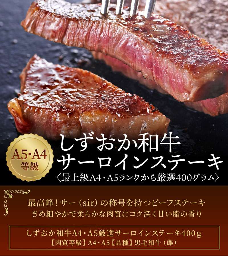 ｜　黒毛和牛サーロインステーキ肉400g　サーロインステーキのお取り寄せ│大五グルメセレクション